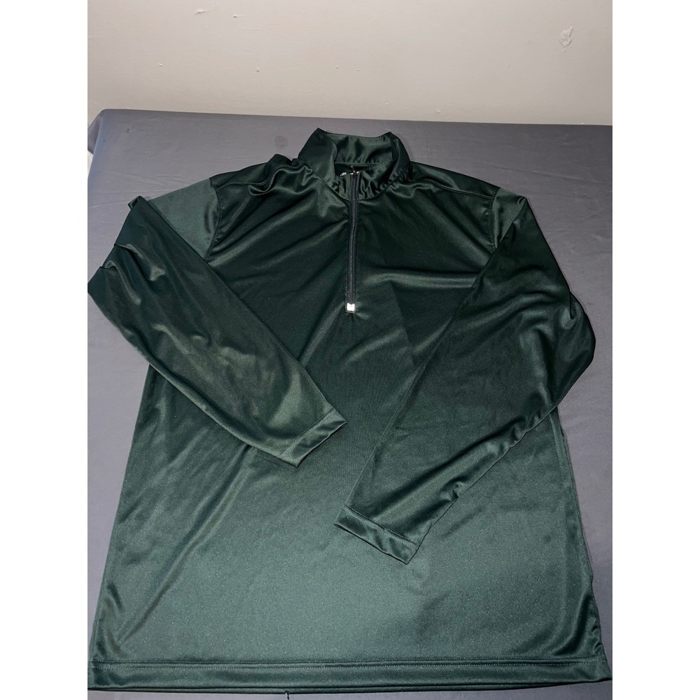 Paragon Mens Quarter Zip Pullover Forest Green Performance Long Sleeve Shirt L